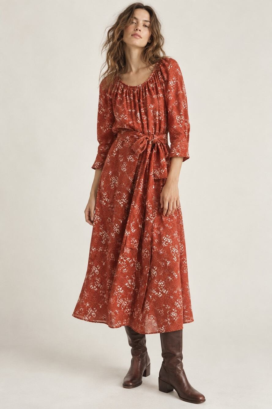 Caron Callahan Matilda Floral Wool Gauze Dress Sienna NWT Size Small